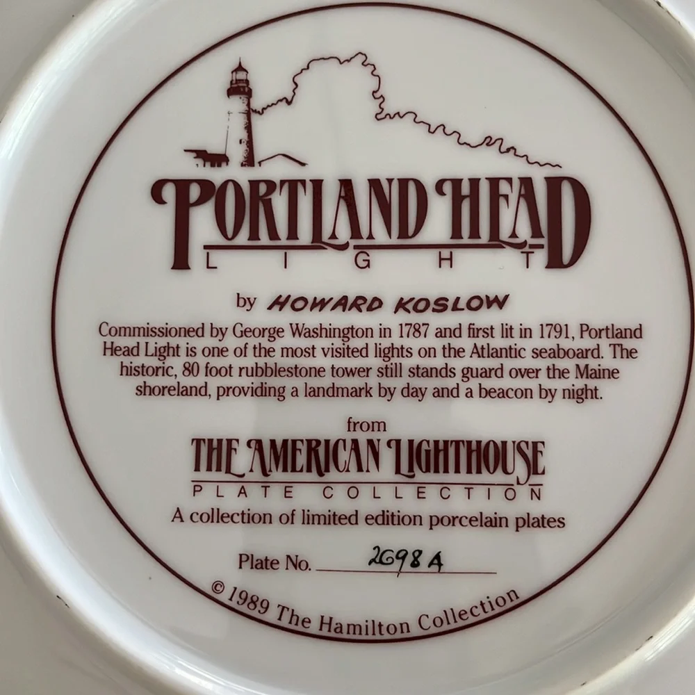 EXC Lighthouse Portland Head Porcelain Plate 1989 Hamilton Collection Coastal
